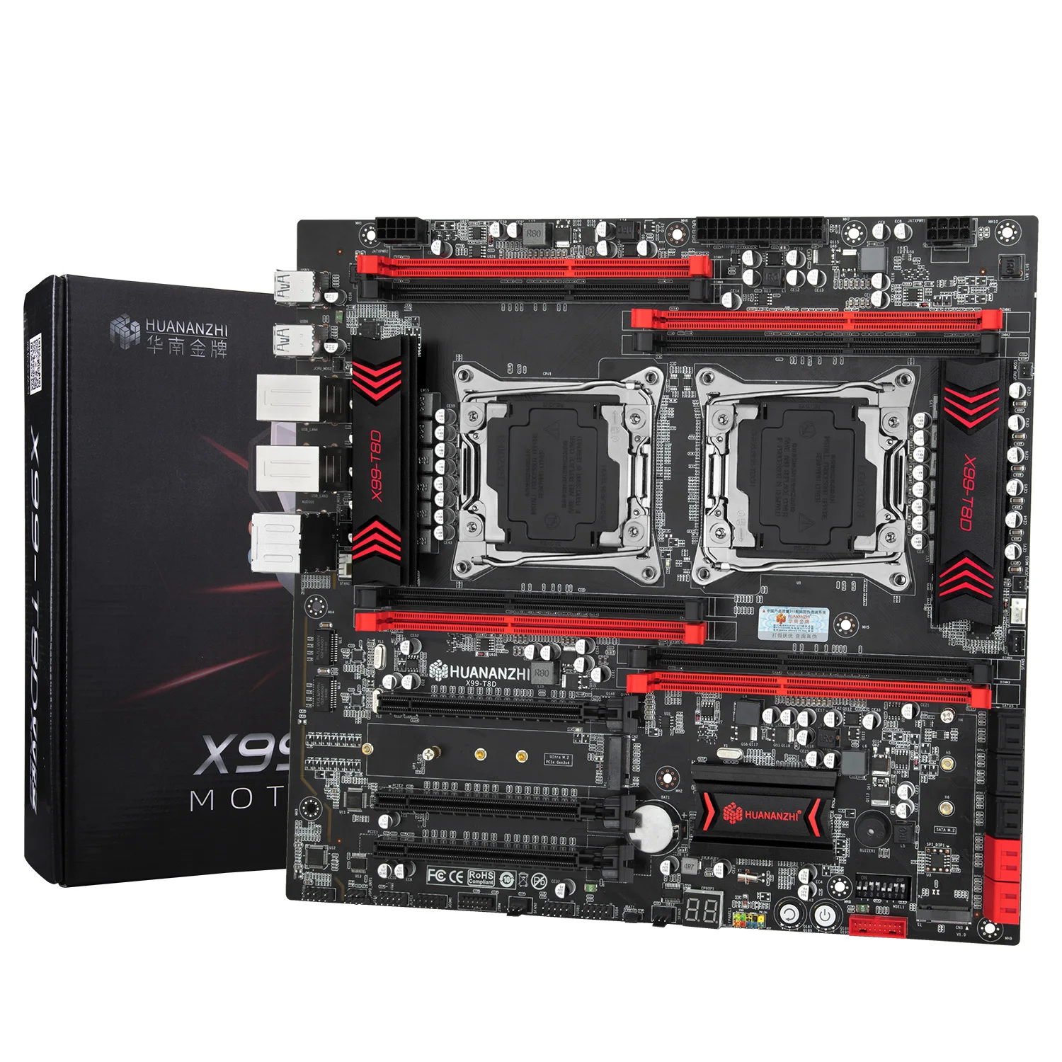 Combo de placa base de CPU Dual X99 T8D con E5 V3 V4 DDR3 Max 256GB 1866MHz compatible con M.2 NVME NGFF USB3.0 servidor X99 kit de placa base - imagen 5