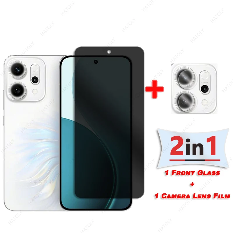 Protector de pantalla de privacidad para Oppo Reno14 Global Glass para Reno14 5G Global Glass Anti-espía Protector de lente de cámara antideslumbrante - imagen 2