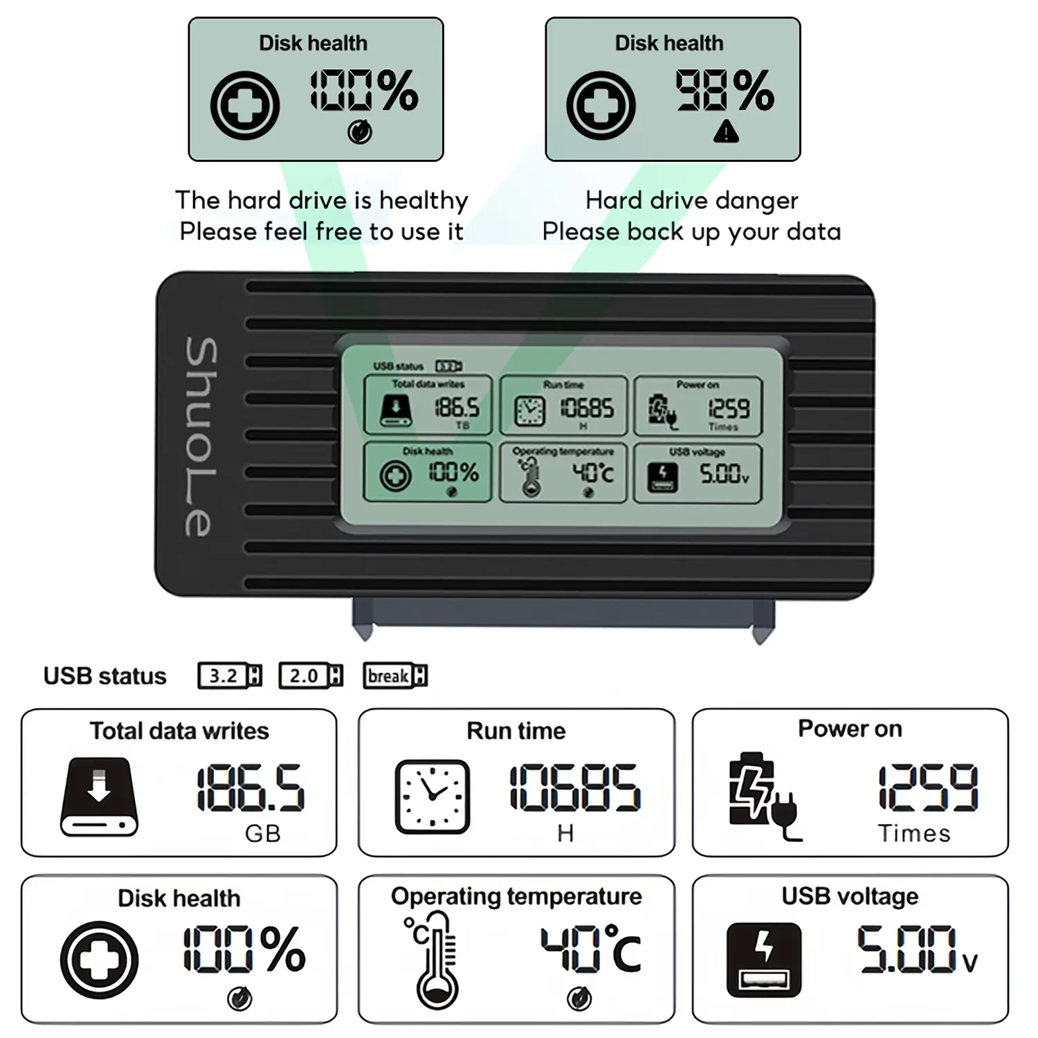 Convertidor USB 3,0 a SATA, Cable convertidor adaptador SATA de 2,5/3,5 pulgadas para PC, disco duro SSD HDD, accesorios adaptadores externos - imagen 4
