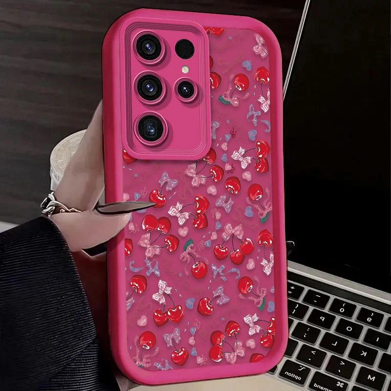 Funda blanda con lazo de cereza para Samsung Galaxy S24 S23 S25 Ultra S22 S21 Plus FE A56 A36 A26 A16 A06 A15 A25 A35 A55 5G - imagen 5