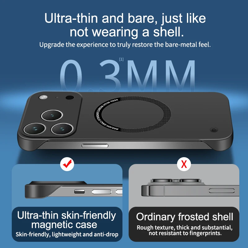 Funda de teléfono Magsafe ultrafina dura de PC magnética sin marco para iPhone 17 16 15 14 13 12 11 Pro Max Air Color mate cubierta sólida - imagen 3