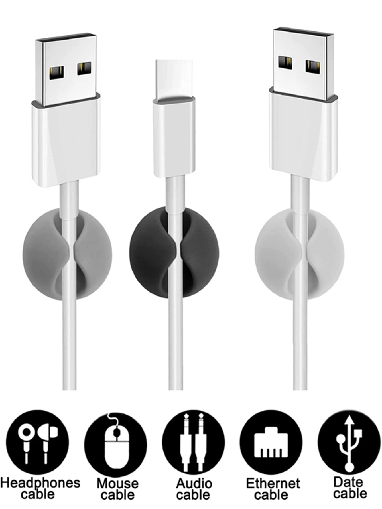 Organizador de cables USB, 16 Uds., enrollador de cables, Clips de gestión ordenados de escritorio, soporte de cables para ratón, auriculares, organizador de cables - imagen 2