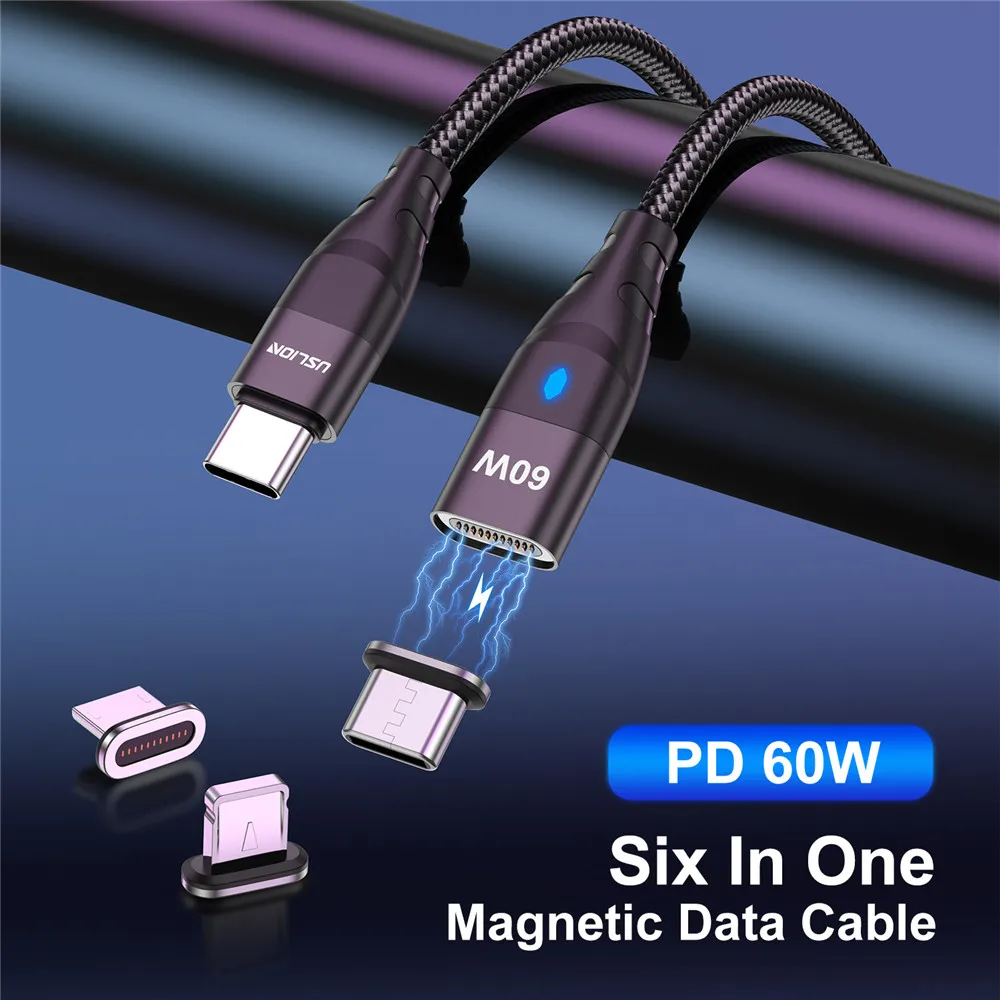 USLION Cable Magnético USB-C 60W PD – Carga Rápida - imagen 3