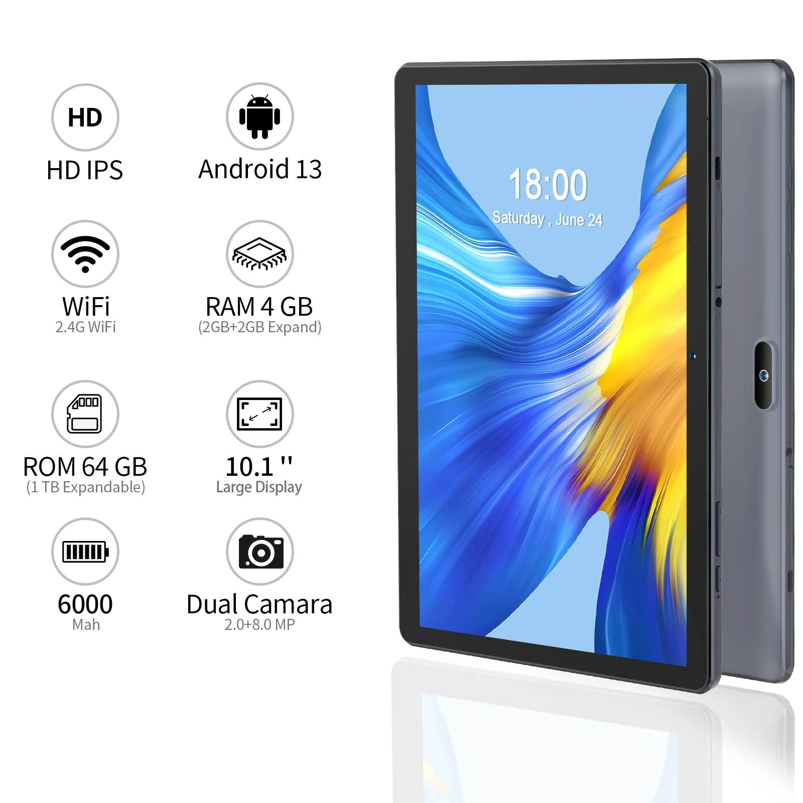 PRITOM Tablet Android 10 Pantalla HD IPS Cámara Trasera WiFi - imagen 5