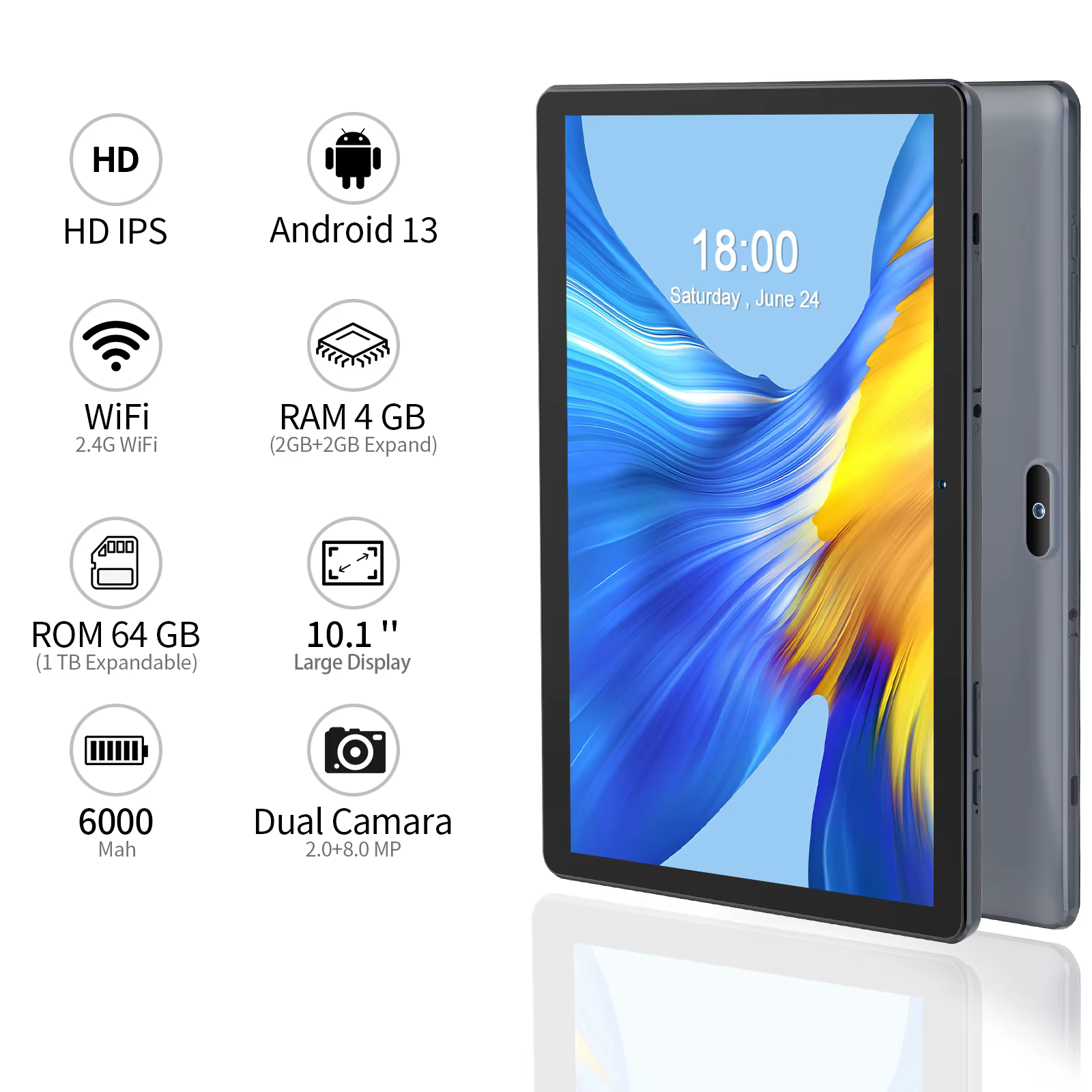 PRITOM Tablet Android 10 Pantalla HD IPS Cámara Trasera WiFi - imagen 5