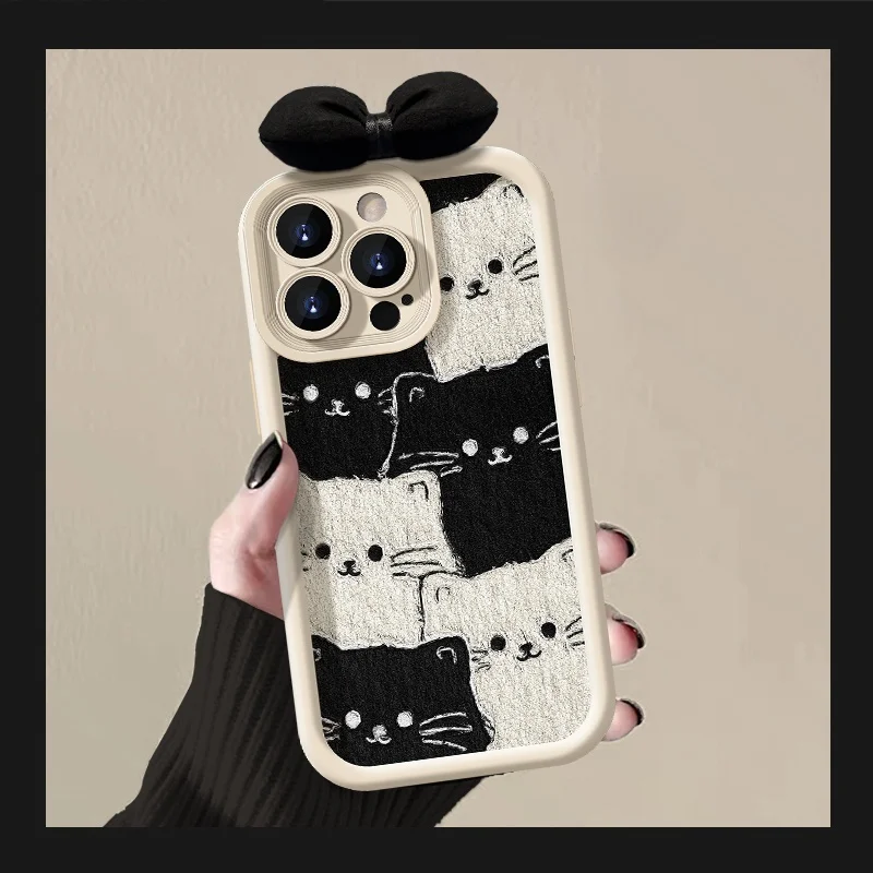 Patrón de gato negro blanco de dibujos animados con funda con cordón colgante para Google Pixel 10 9 8 7 Pro 5G Pixel 7A 8A 9 Pro XL contraportada de teléfono - imagen 5