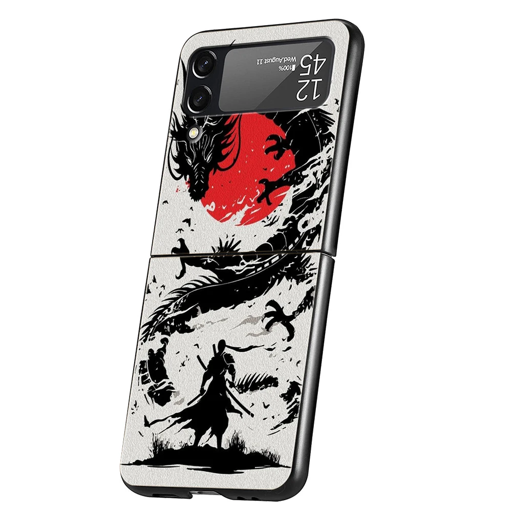 Funda de teléfono Dragon para Samsung Galaxy Z Flip 3 4 5 6 7 PC plegable negro duro para Samsung Z Flip3 Flip4 Flip5 - imagen 2