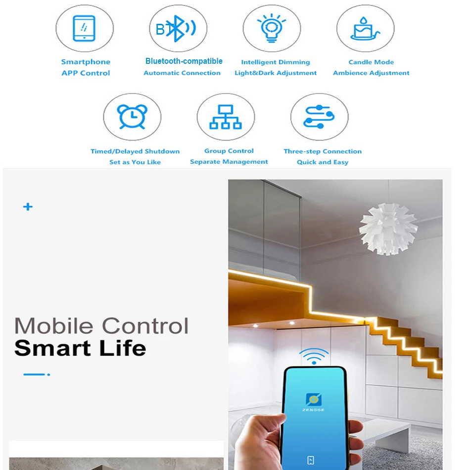 Tira de luces LED de un solo Color, controlador de atenuación con botón BT/APP, Control remoto RF de 11 teclas para cinta de luz COB SMD 5050 2835, DC5-24V - imagen 5