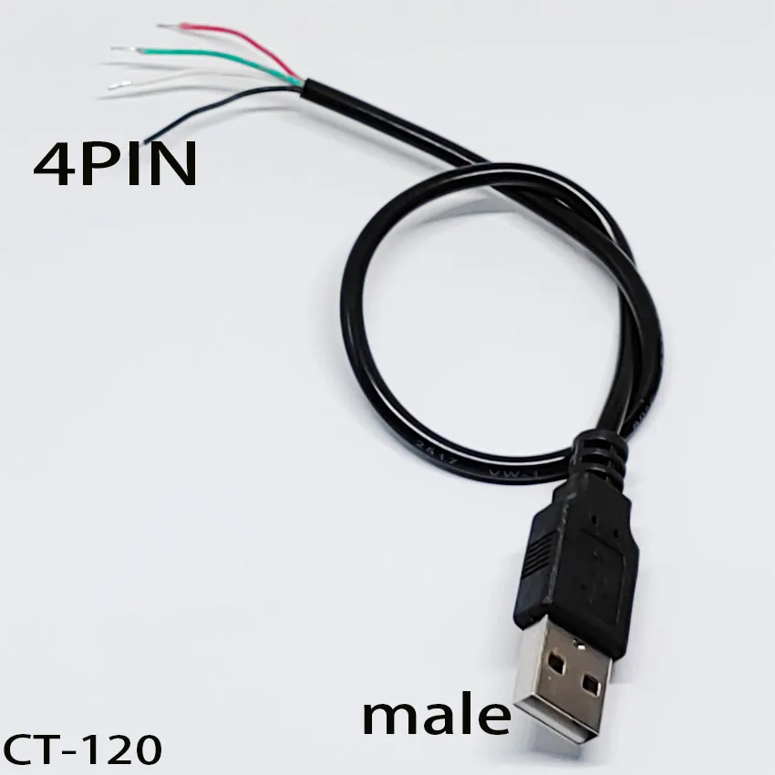 1 Uds 0,3 m Cable de alimentación 2 pines USB 2,0 A hembra macho 4 pines Cable Jack cargador Cable de carga conector de extensión DIY 5V línea - imagen 4