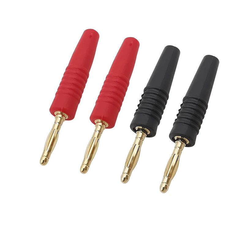 Conector de Cable de 2mm chapado en oro de 4 piezas, Conector de Cable macho tipo Banana para pruebas de bricolaje, adaptador de 2mm