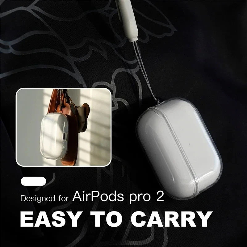 Para Airpods 1, 2, 3, 4 Pro Pro 2 Pro 3, funda para auriculares de TPU Simple y transparente con correa de cordón, cubierta de accesorios - imagen 5