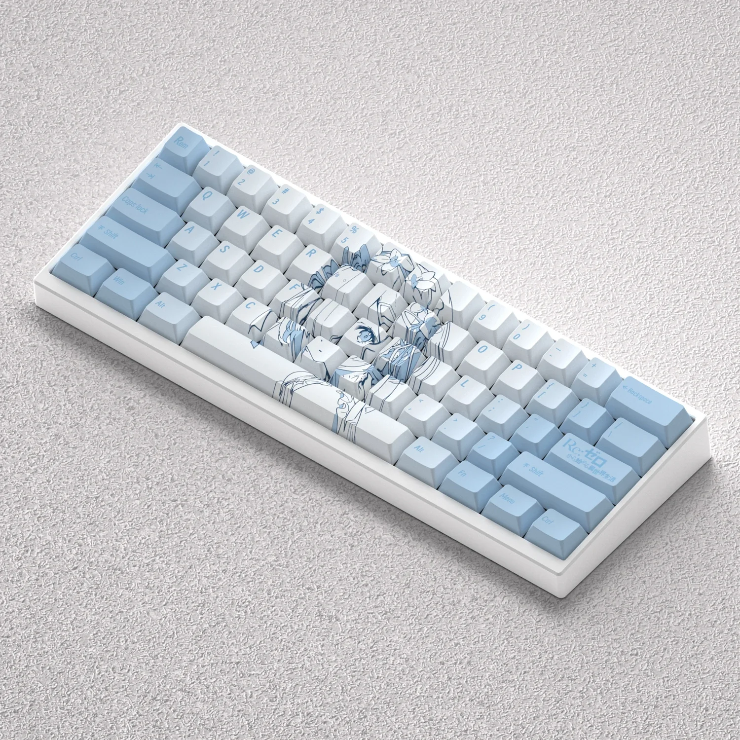 Teclas de 73 teclas Rem Anime PBT sublimación de tinte azul cereza para teclado mecánico 60 65 68 personalizado Anne Pro 2 juego Akko Fun 60pro - imagen 2