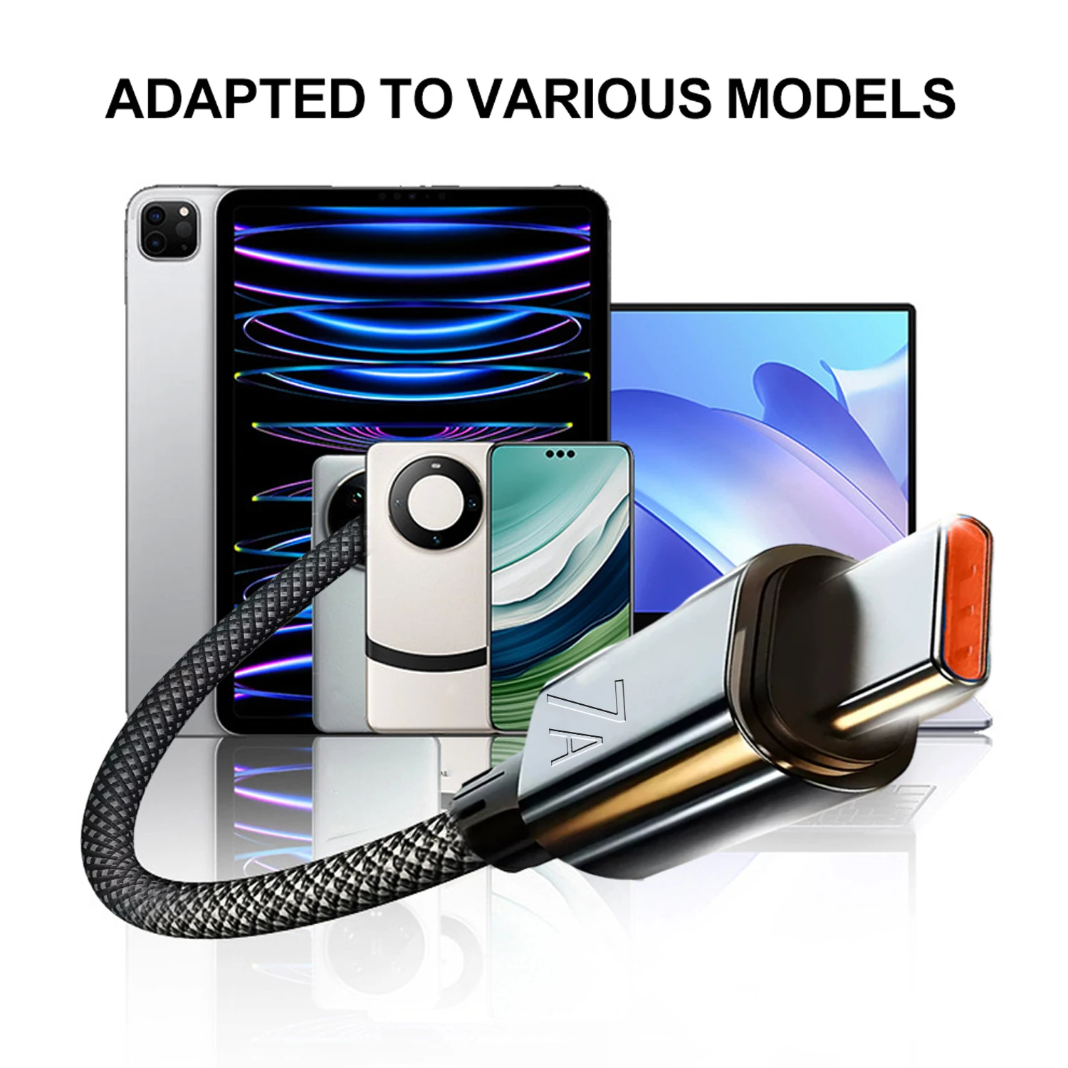 Cable USB tipo C 7A, Cable de datos de carga súper rápida para Samsung S25 S25Ultra Mi Huawei, Cable de cargador USB A a línea tipo C - imagen 2