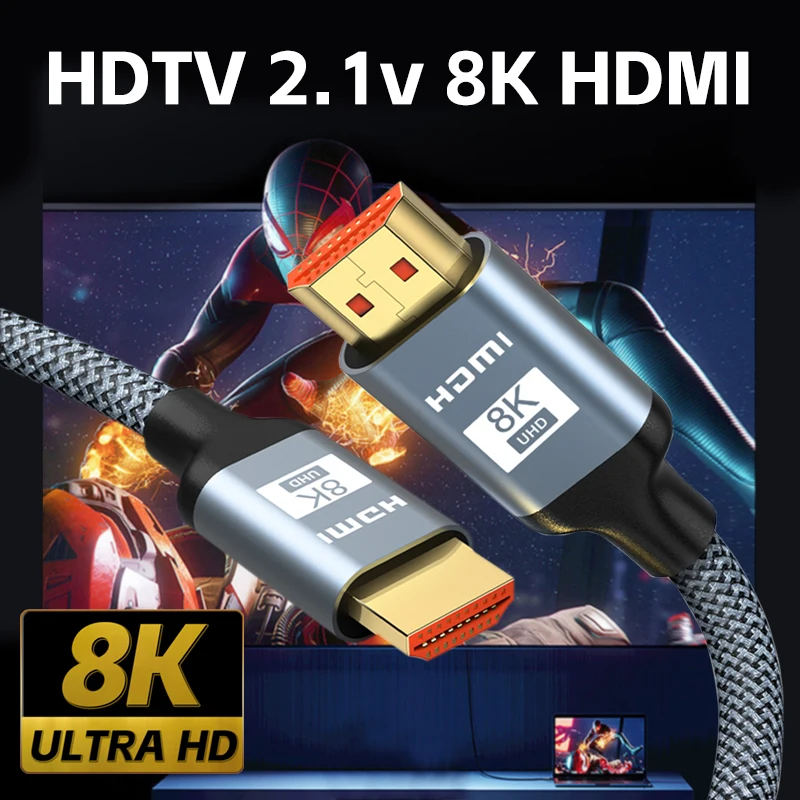 Cable HDMI 8K de 0,5-1,5 M, 60HZ, 2,1 V, 4K, 144HZ, TV 3D de alta velocidad para Monitor de ordenador, proyector, consola de juegos PS, Audio y vídeo