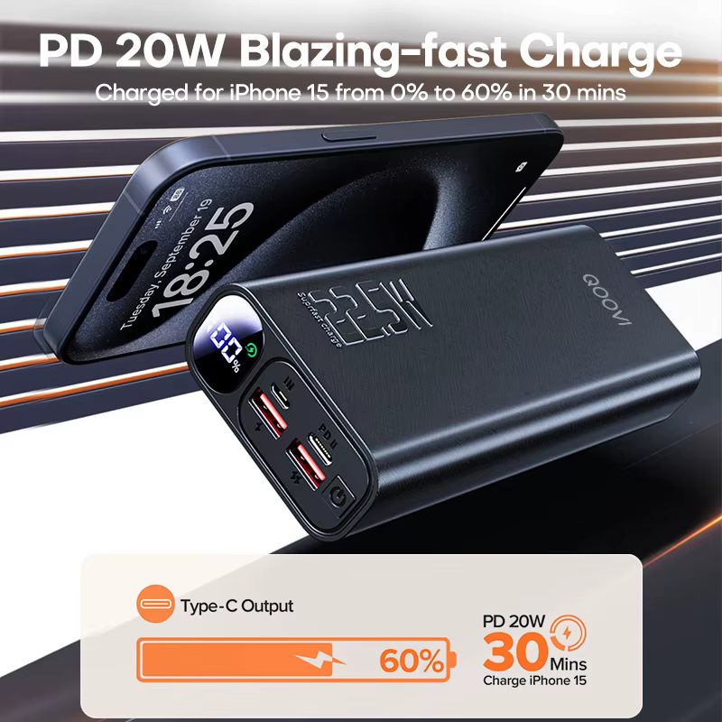 QOOVI Power Bank 20000mAh Carga Rápida - Batería Externa Compatible - imagen 3