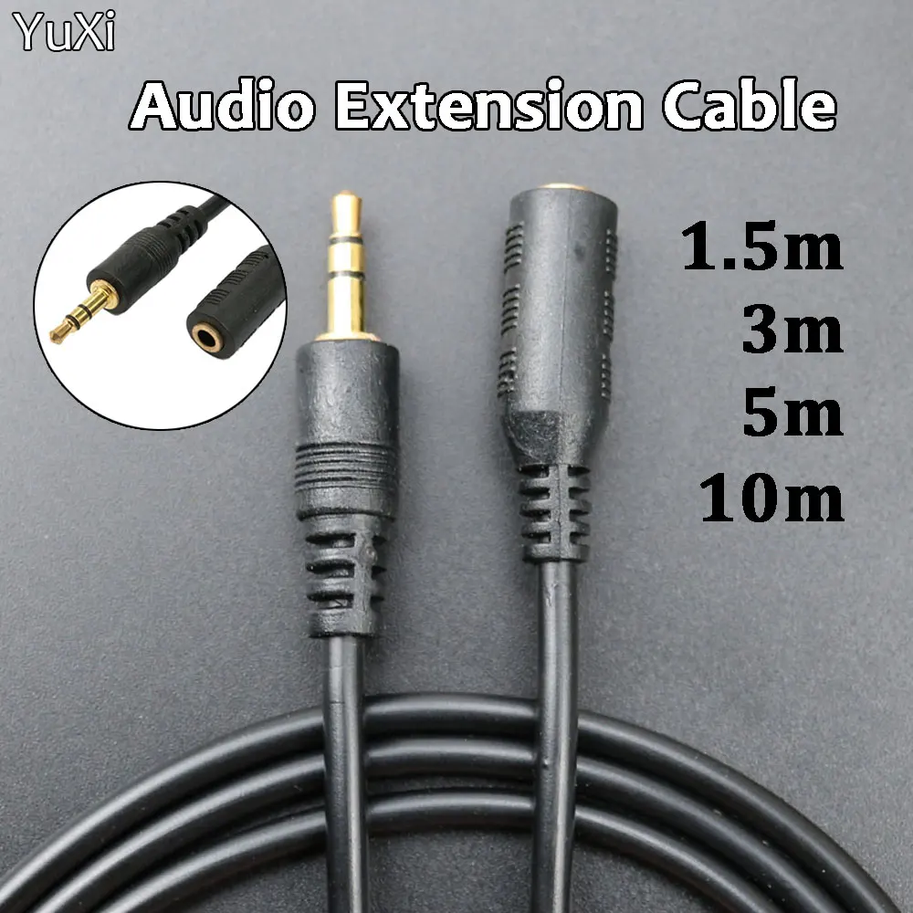 YuXi-Cable de extensión de auriculares, conector macho a hembra de 3,5mm, AUX, extensor de Audio estéreo, 3,5mm, 1,5 M, 5 M, 10M