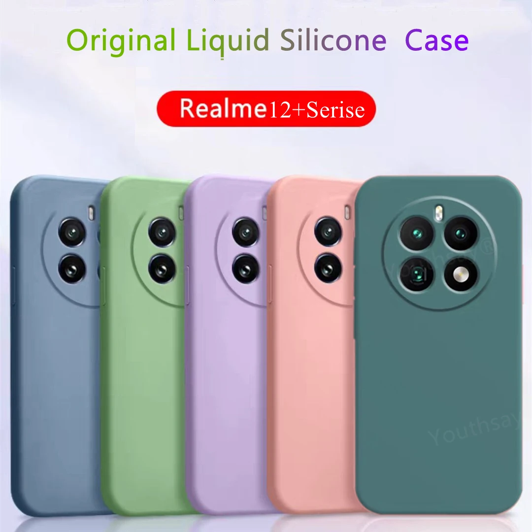 Para Realme 12 Plus Funda Realme 12 + 5G Funda Coque suave Original Funda protectora de silicona líquida para teléfono Realme 12 + Pro Plus