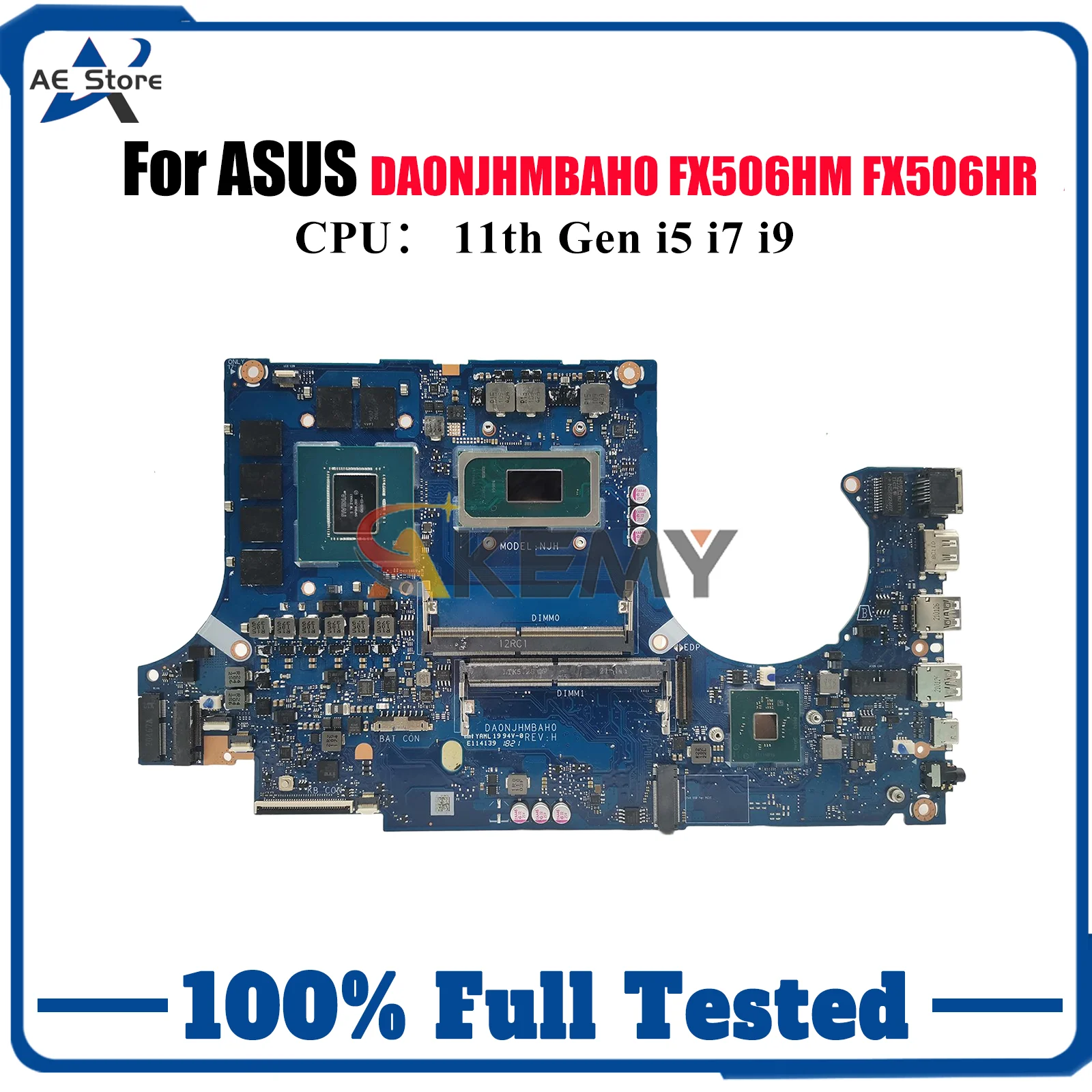 Placa base para ordenador portátil DA0NJHMBAH0 para ASUS TUF Gaming FX506HM FX506H FX506HR con 11a generación i5 i7 i9 100% pruebas OK envío rápido