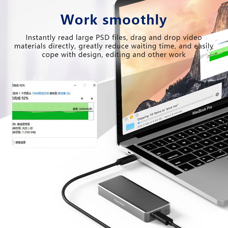 Caja de disco duro móvil UTHAI M6N, adaptador M.2 NVMe a USB3.2 Gen2 * 2, carcasa SSD de velocidad de trueno de 20Gbps para unidad de estado sólido - imagen 2
