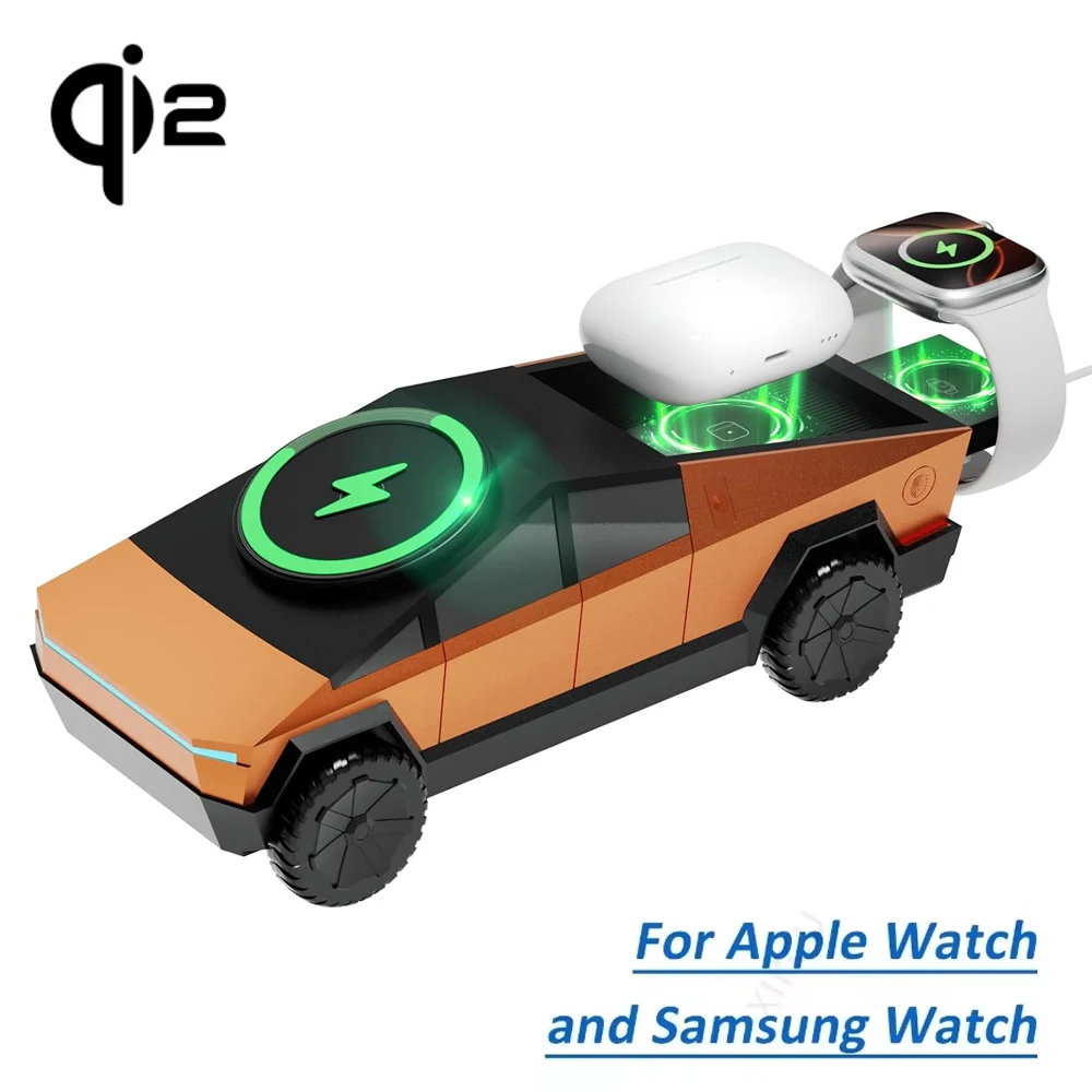 QI2 3 en 1 cargador inalámbrico rápido magnético soporte cibernético de escritorio para IPhone 17 16 Pro Max Apple y Samsung Watch Airpods Pro