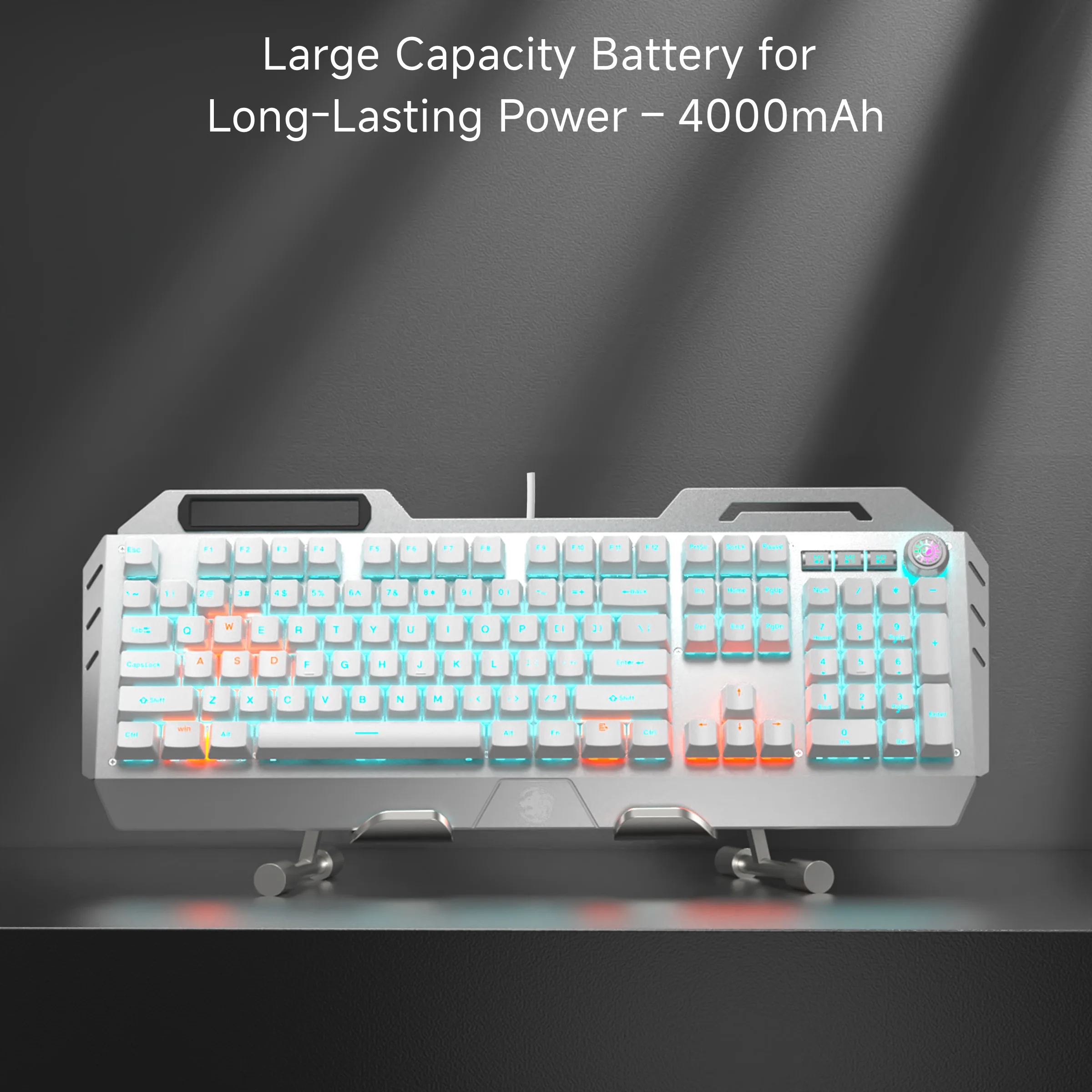 EWEADN Teclado mecánico para juegos con cable, interruptor azul con perilla, 104 teclas, ergonómico, duradero, para juegos/juegos, ordenadores portátiles/unidad, deportes electrónicos/juegos - imagen 2