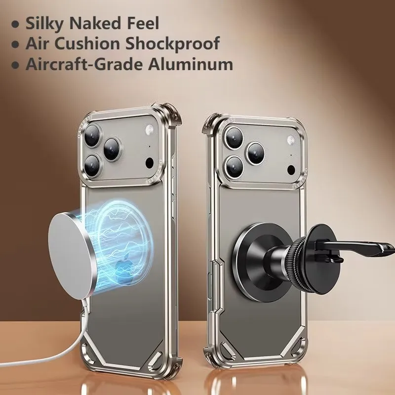 For iPhone 17 16 15 Pro Max 17Air Aviation Aluminum Alloy Frame Bumper Phone Case Metal Frameless Hollow Heat Dissipation Cover - imagen 5