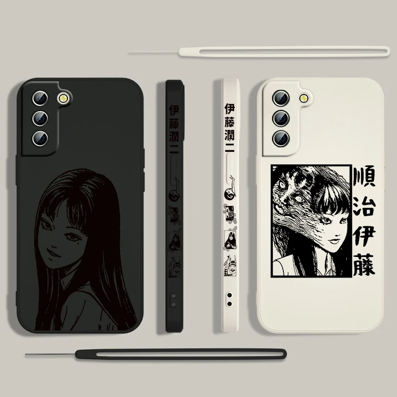 Funda de teléfono Junji Ito Tomie Kawakami para Samsung Galaxy S24 S23 S22 S21 S20 Pro FE Plus Ultra líquida cubierta de cuerda izquierda