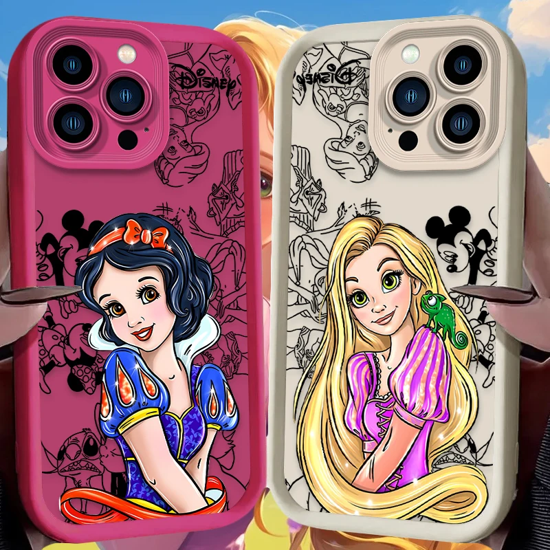 Preciosa funda de teléfono de princesa de Disney para iPhone 17 Air 16 16E 15 14 13 12 11 Pro Max X XS X S Max XR SE 2020 SE4 7 8 funda de silicona