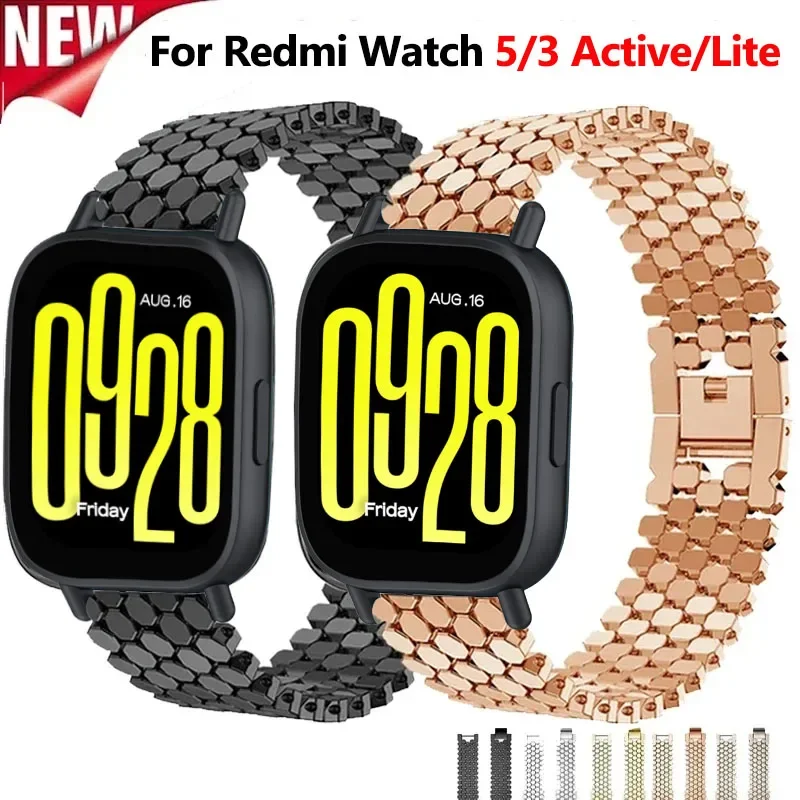 Correa de acero inoxidable de 22mm para Redmi Watch 5 Active/5 Lite Band para Redmi Watch 3 Active/3 Lite pulsera de Metal ajustable Correa - imagen 3