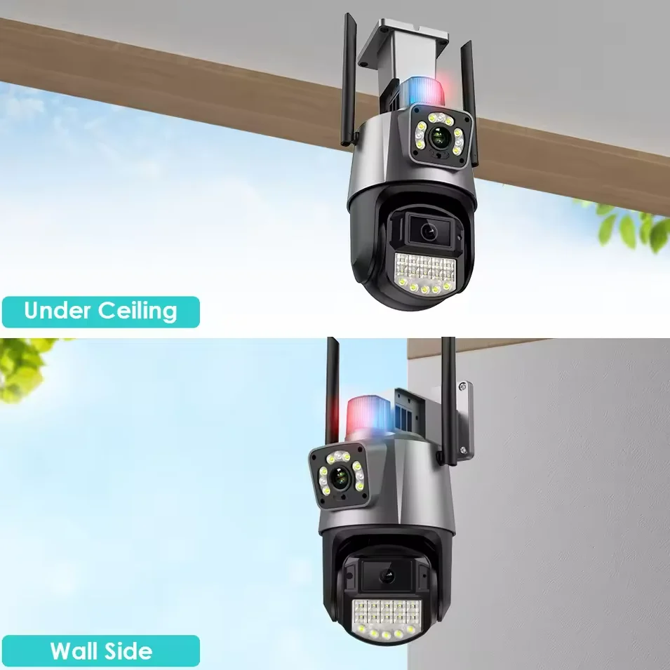 Cámara Wifi de 8MP PTZ, Zoom Digital 8X, visión nocturna, pantallas duales, protección de seguridad de 4MP para exteriores, cámara IP de vigilancia CCTV - imagen 2