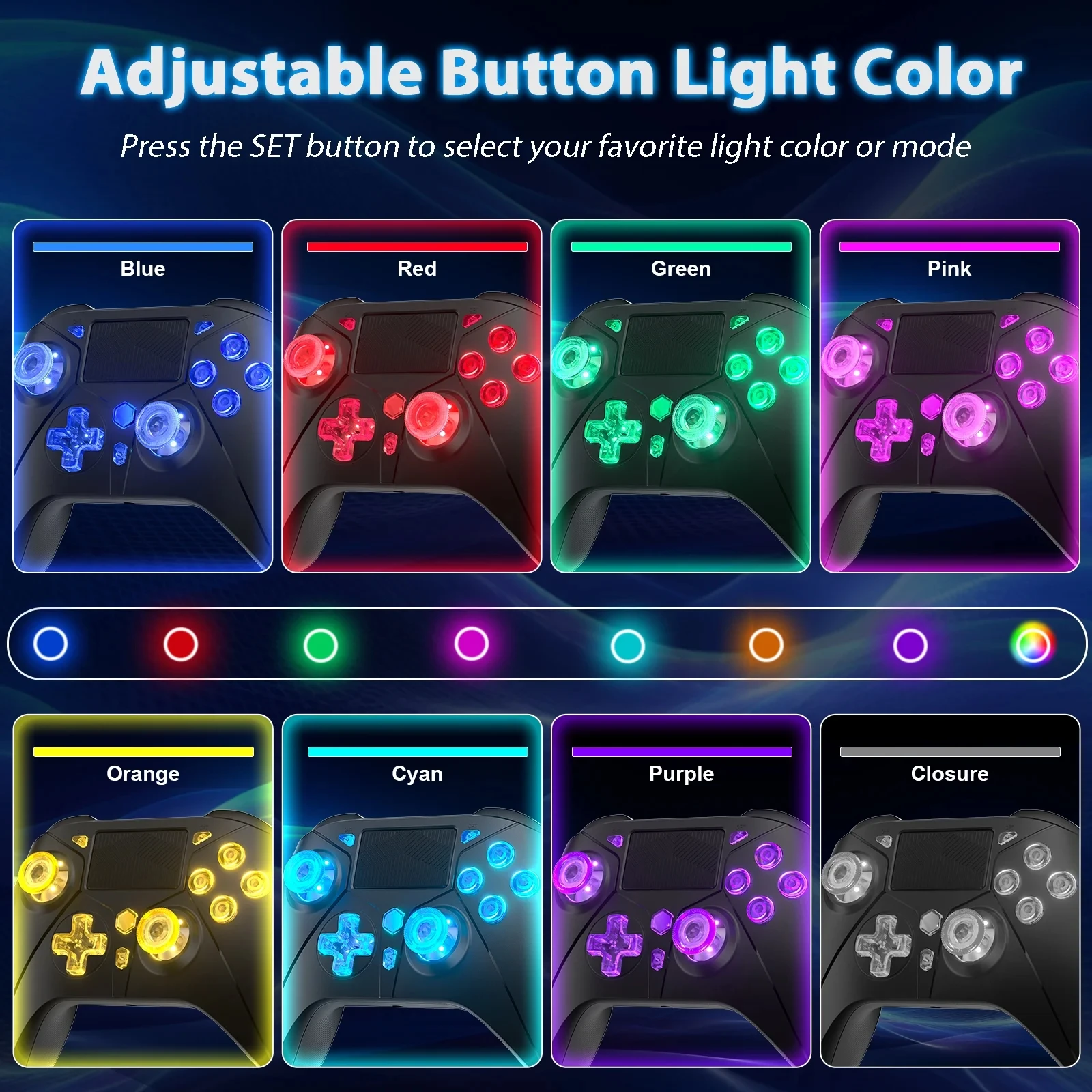 Controlador inalámbrico para consolas PS4, Compatible con Ps4 /Slim/Pro/ PC,gamepads, Compatible con función Turbo con luz de botón RGB - imagen 2