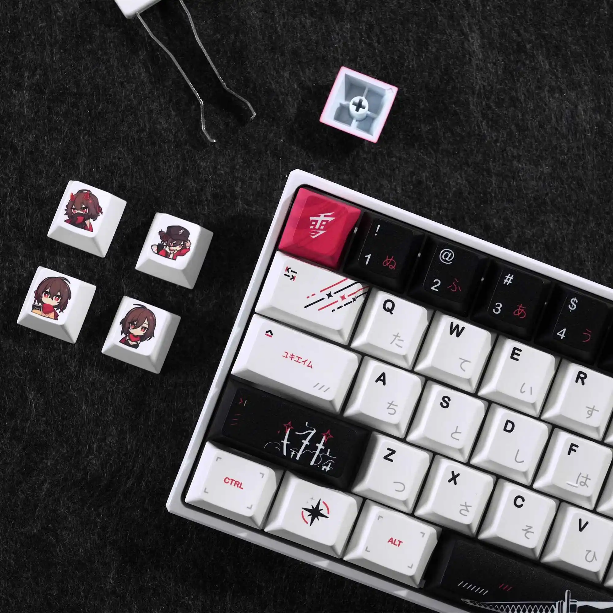 130 teclas Yuki Aim Anime japonés sublimación de tinte PBT Keycap Cherry perfil teclado personalizado Keycap para interruptores MX teclado para juegos - imagen 3