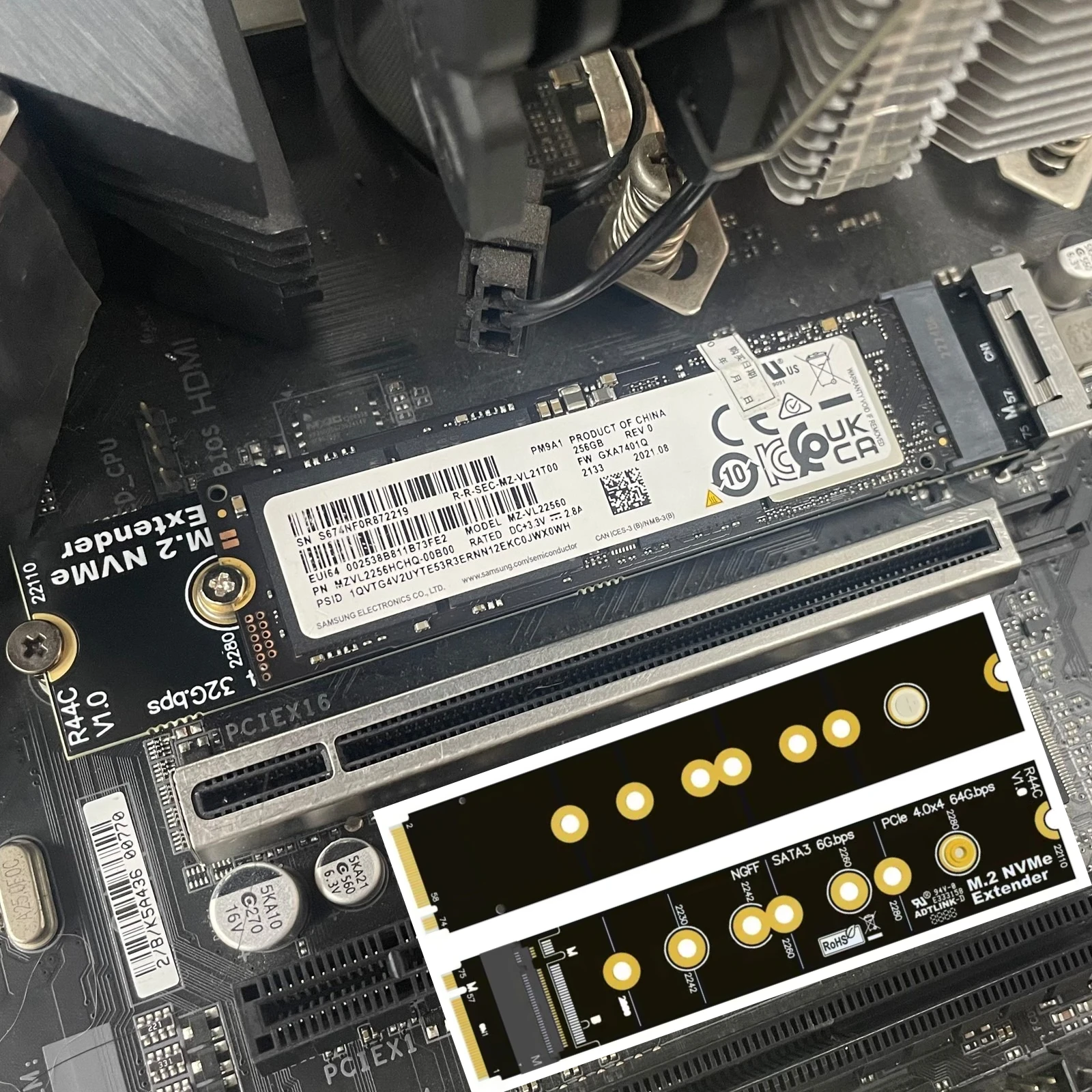 Tarjeta adaptadora de extensión M.2 NVMe SSD/SATA PCIe + protocolo Dual SATA PCI-e 4,0 x4 para tarjeta de expansión de protección de ranuras SSD 2280-22110