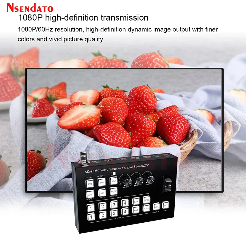 Conmutador codificador de vídeo HDMI 3G SDI, estación de producción en vivo multi 4 cámaras para grabadora de captura de vídeo, mezcla de Audio y transmisión en vivo - imagen 4