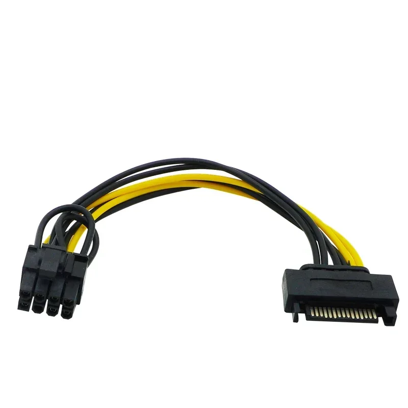Cable adaptador individual SATA de 15 pines a 8 pines (6 + 2) Powr, fuente de alimentación PCI-E SATA de 20cm, cable de 15 pines a 8 pines para minería BTC - imagen 3