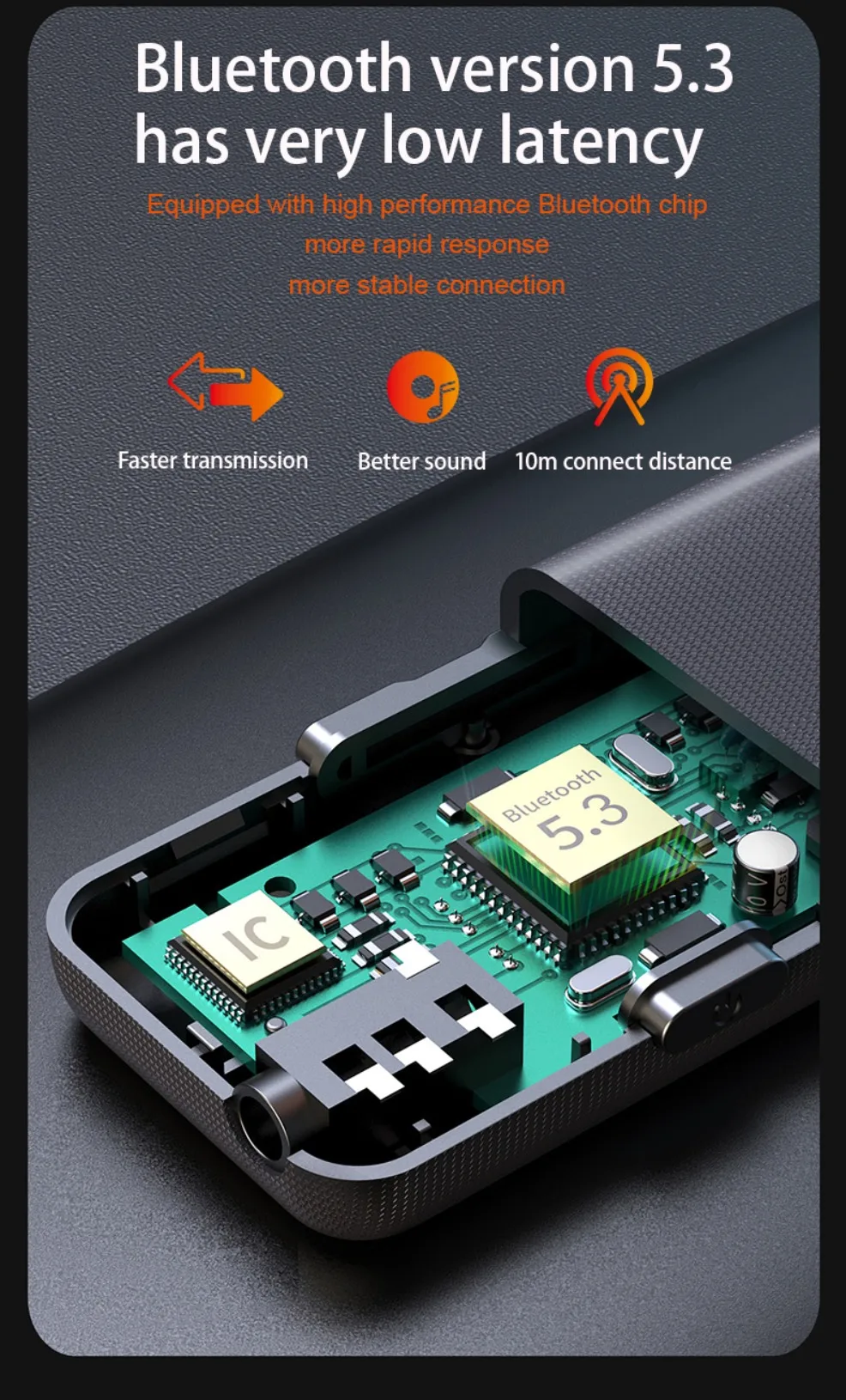 Adaptador Bluetooth 5,3 Dongle 3,5mm AUX Jack adaptador de coche Bluetooth para auriculares con cable TV altavoz de coche reproductor MP3 receptor de Audio - imagen 4