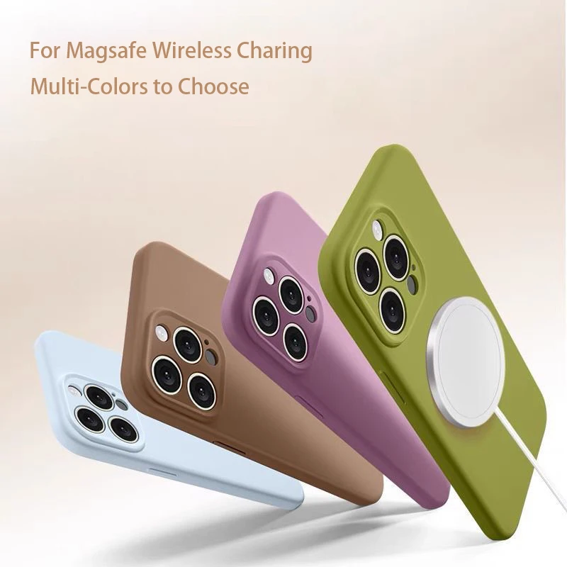 Funda de silicona líquida completa suave magnética de lujo para Magsafe iPhone 17 Air 14 15 16 17 Pro Max Plus 16E funda protectora esponjosa - imagen 3