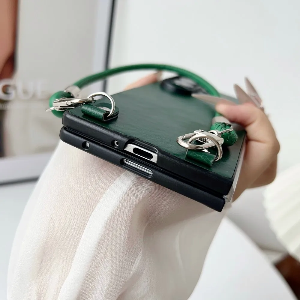 Para Samsung Galaxy Z Fold 7 funda de piel sintética de lujo con cordón funda protectora trasera para Samsung Z Fold7 6 5 4 carcasa de teléfono - imagen 4