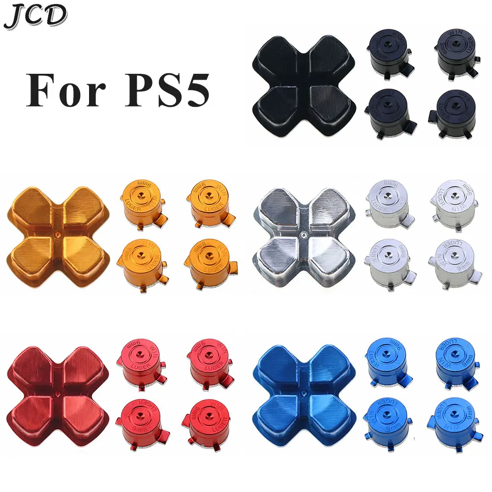 Botones de aluminio y Metal JCD para controlador PS5, botones de bala de acción de aluminio, dirección d-pad, accesorios de teclas ABXY