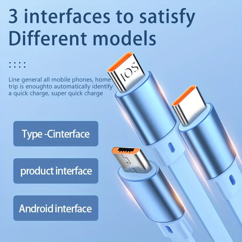 Cable de carga rápida 3 en 1 de 100W, Cable USB múltiple retráctil para Samsung, Xiaomi 13, Cable de cargador de microteléfono para IPhone 14 - imagen 4