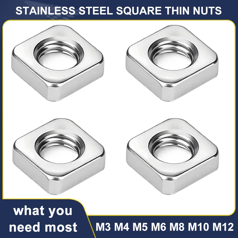 Tuerca cuadrada roscada métrica de acero inoxidable DIN557 304, Tuercas cuadradas de A2-70 de alta calidad M3 M4 M5 M6 M8 M10 M12