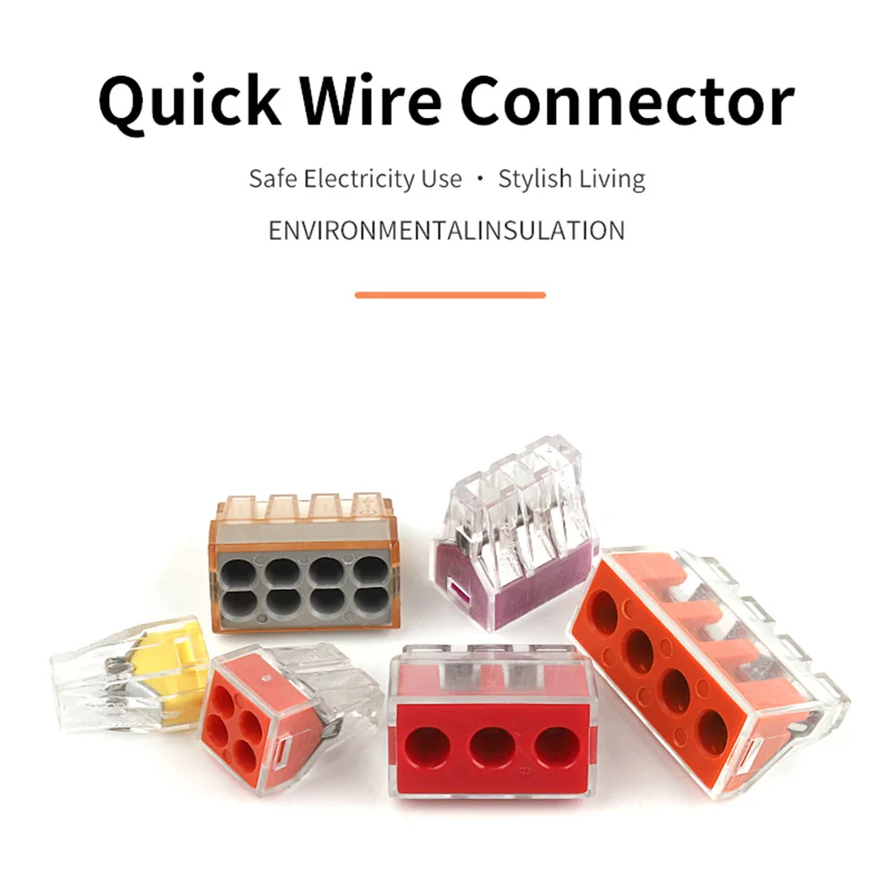 10 Uds Mini conectores de Cable de empuje bloque de terminales de cableado de Conductor compacto rápido conexión de Cable eléctrico 2/3/4/6/8 puertos - imagen 2