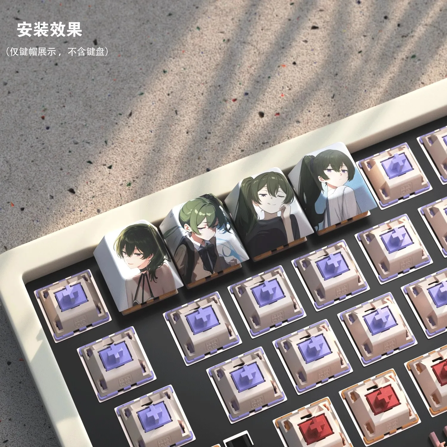 Juego de 4 teclas de teclas Frieren Beyond Journey's End, teclas de subcama de tinte PBT, perfil de cereza, teclas de juegos de dibujos animados de Anime para interruptor MX - imagen 3