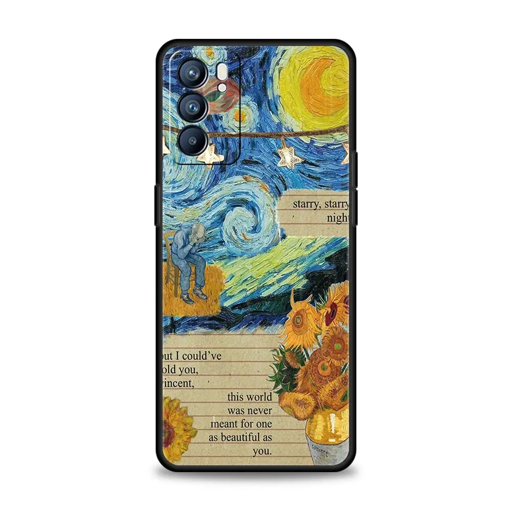 Funda de teléfono con arte de van gogh, carcasa con cielo estrellado para Oppo Reno8, Reno7, Reno6 Pro, A54, 5G, Find, X6, X5, A53, A52, A9, A15, A95, A17, A16, A74, A57, A31 - imagen 2