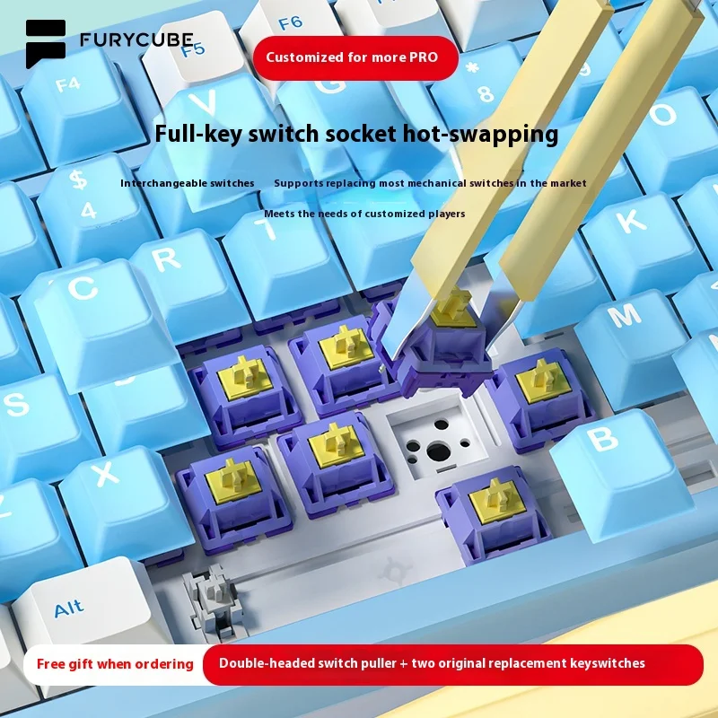 FURYCUBE F75 PRO/Teclado ultra mecánico pila de aluminio inalámbrico para juegos estructura de deportes electrónicos carcasa de aluminio para oficina - imagen 5