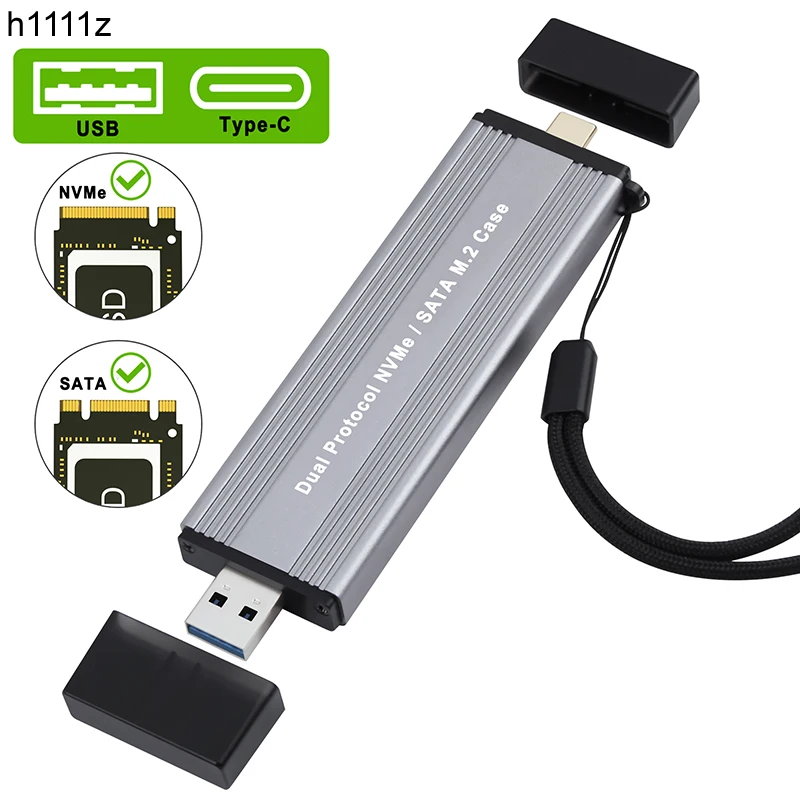 Carcasa de SSD M2 de protocolo Dual, adaptador USB 3,0/Tipo C a M.2, NVME, SATA, 10Gb, USB3.1, Gen2, USB C, caja externa SSD, clave M/B & M