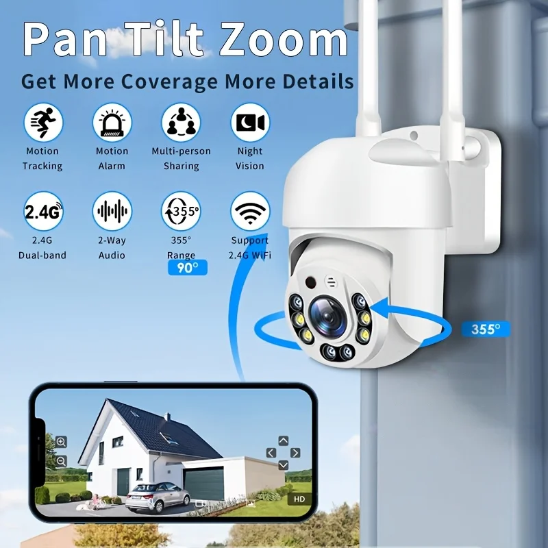 1080P HD Yi iot APP impermeable 2,4G WiFi red cámara PTZ 360 videovigilancia inalámbrica cámara de seguridad WiFi al aire libre 2MP