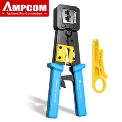 AMPCOM Crimpadora Paso a Través RJ45 Cat5/6 Cortador Pelador