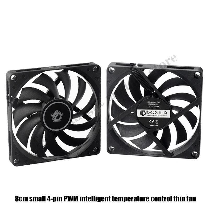 Ventilador con cubierta de computadora blanco/negro de 8 CM, ventilador silencioso delgado 8010 utilizado para reemplazo de enfriador de CPU, PWM 4 pines 3000-RPM, - imagen 3