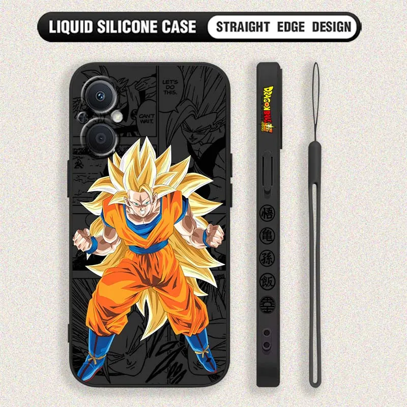 D-Dragon Ball Goku Anime para OPPO Reno 8 7 A96 A78 A74 A72 A58 A53 A40 Lite 5G cubierta de la caja del teléfono de cuerda izquierda líquida - imagen 3